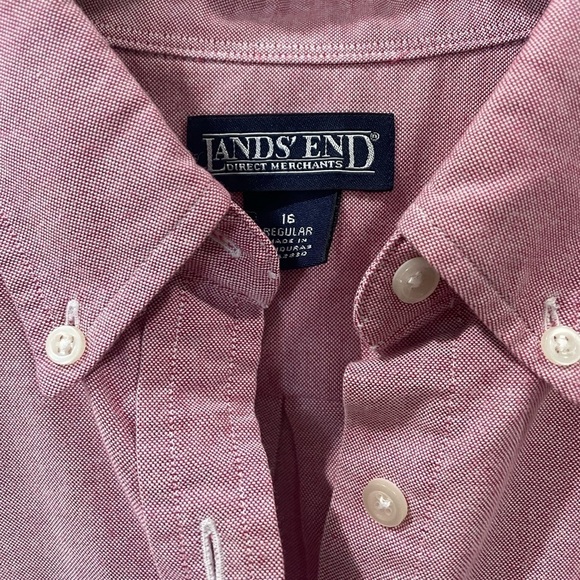 Lands End button down for boys. Pinkish in color. Size 16 regular. Like new! - Picture 3 of 3